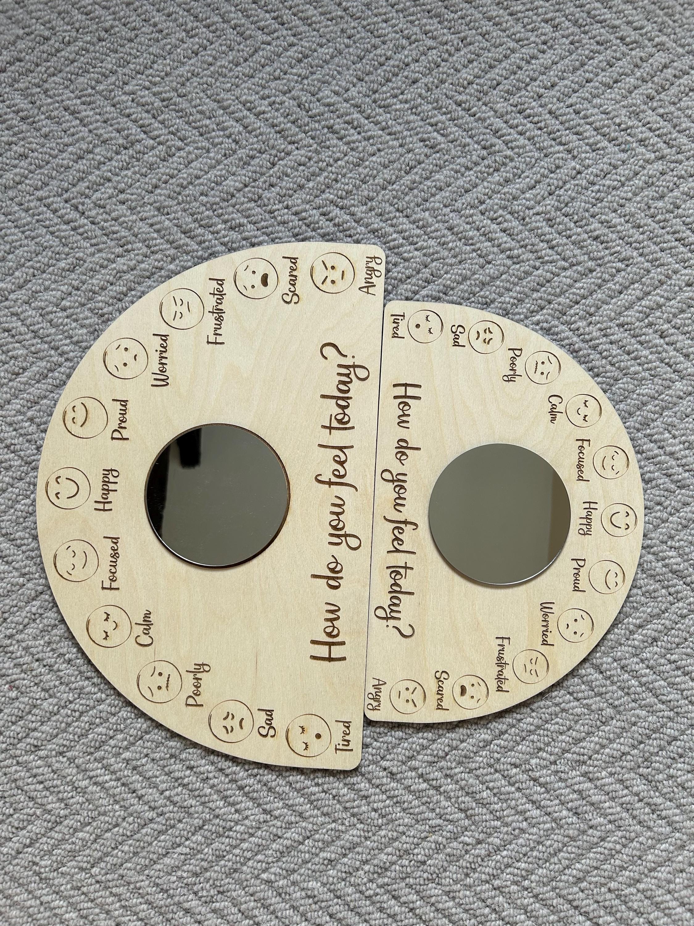 Emotional Check In Board with Mirror - Feelings Board - How Do You Feel Today?