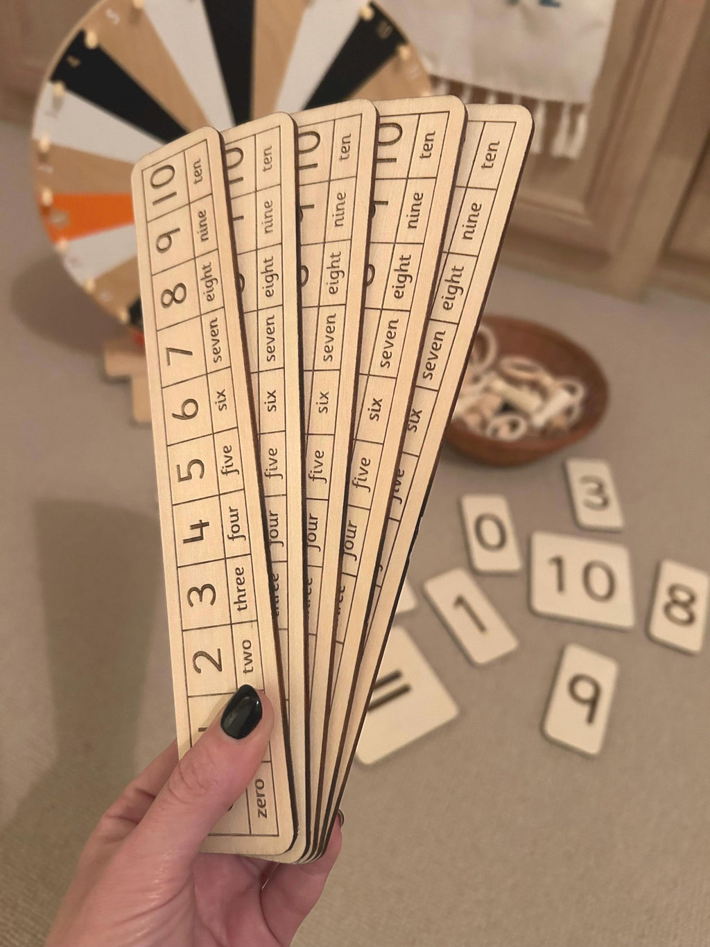 Wooden Number Tracks 0-10: Early Maths Learning, Set of 5