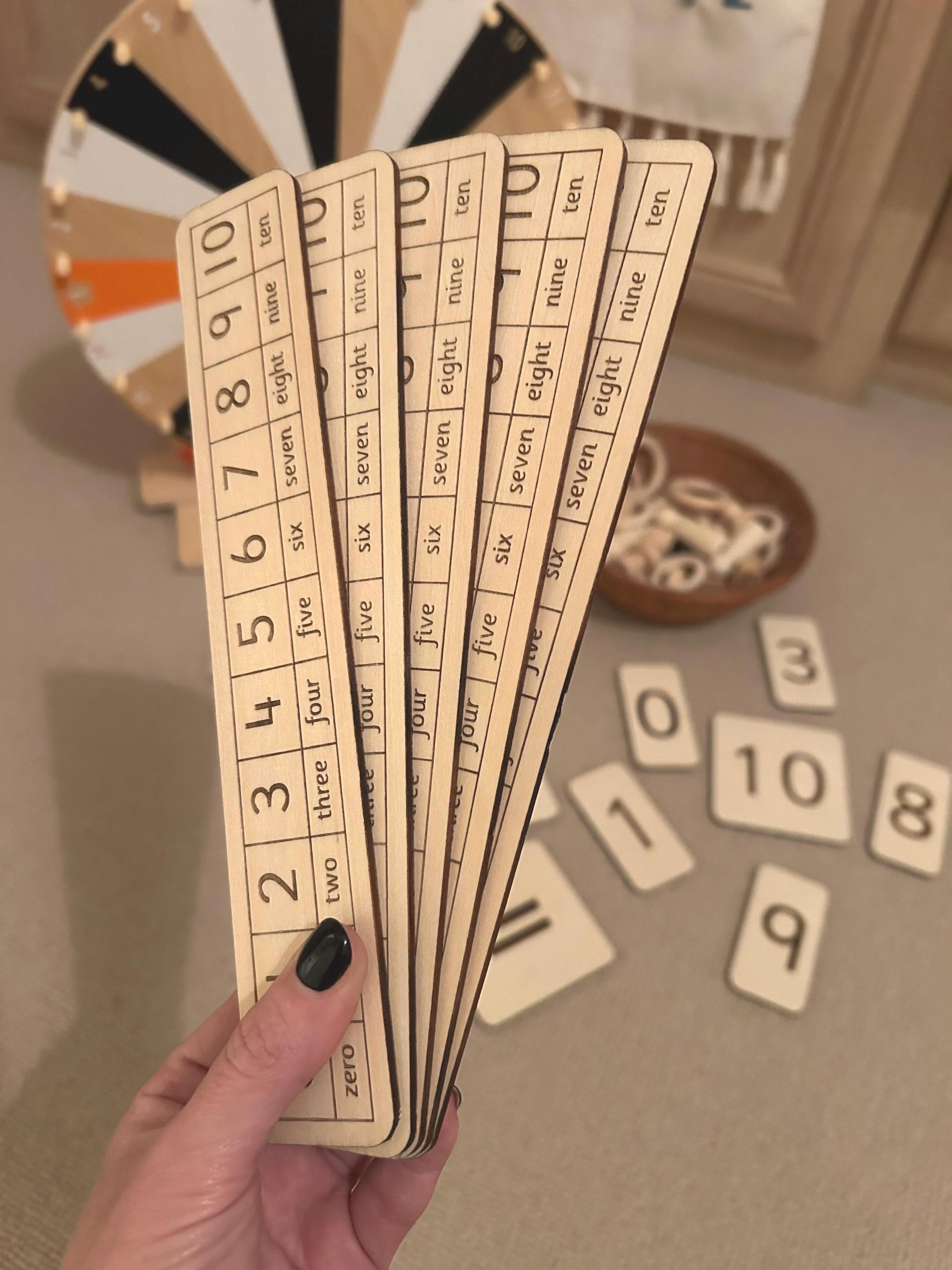 Wooden Number Tracks 0-10: Early Maths Learning, Set of 5