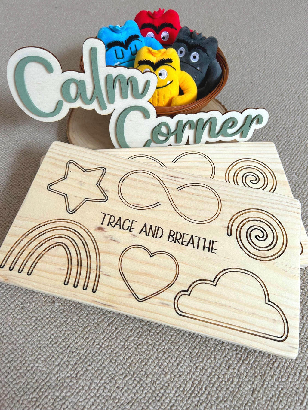 Wooden Mindfulness Breathing Board: Finger Tracing, Calm Corner