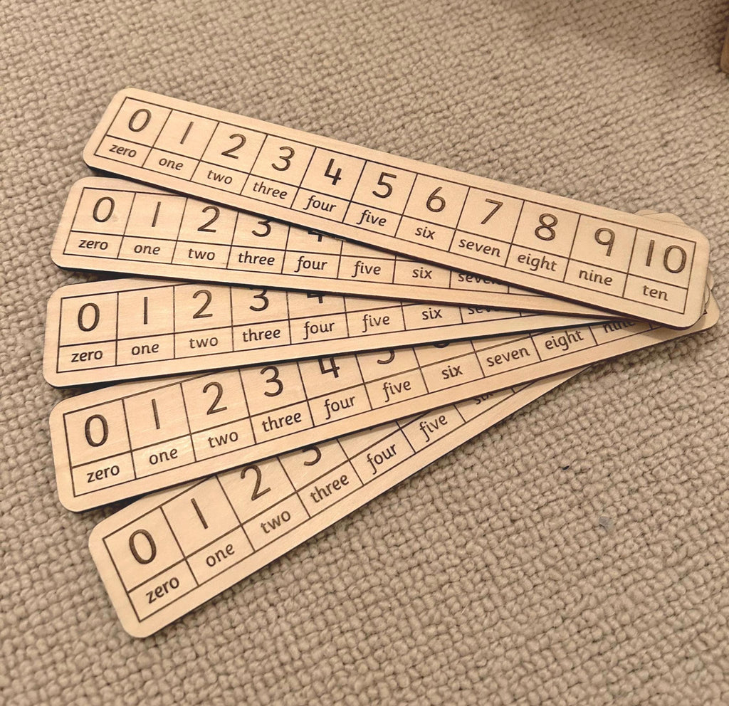 Wooden Number Tracks 0-10: Early Maths Learning, Set of 5