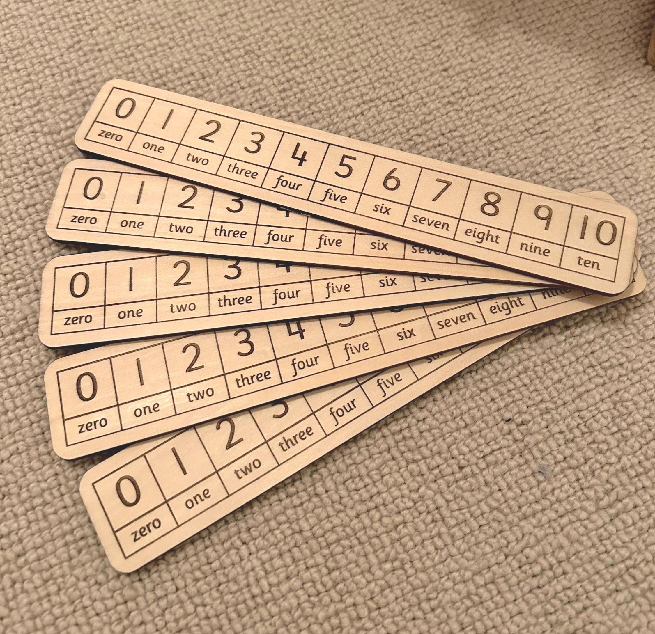 Wooden Number Tracks 0-10: Early Maths Learning, Set of 5