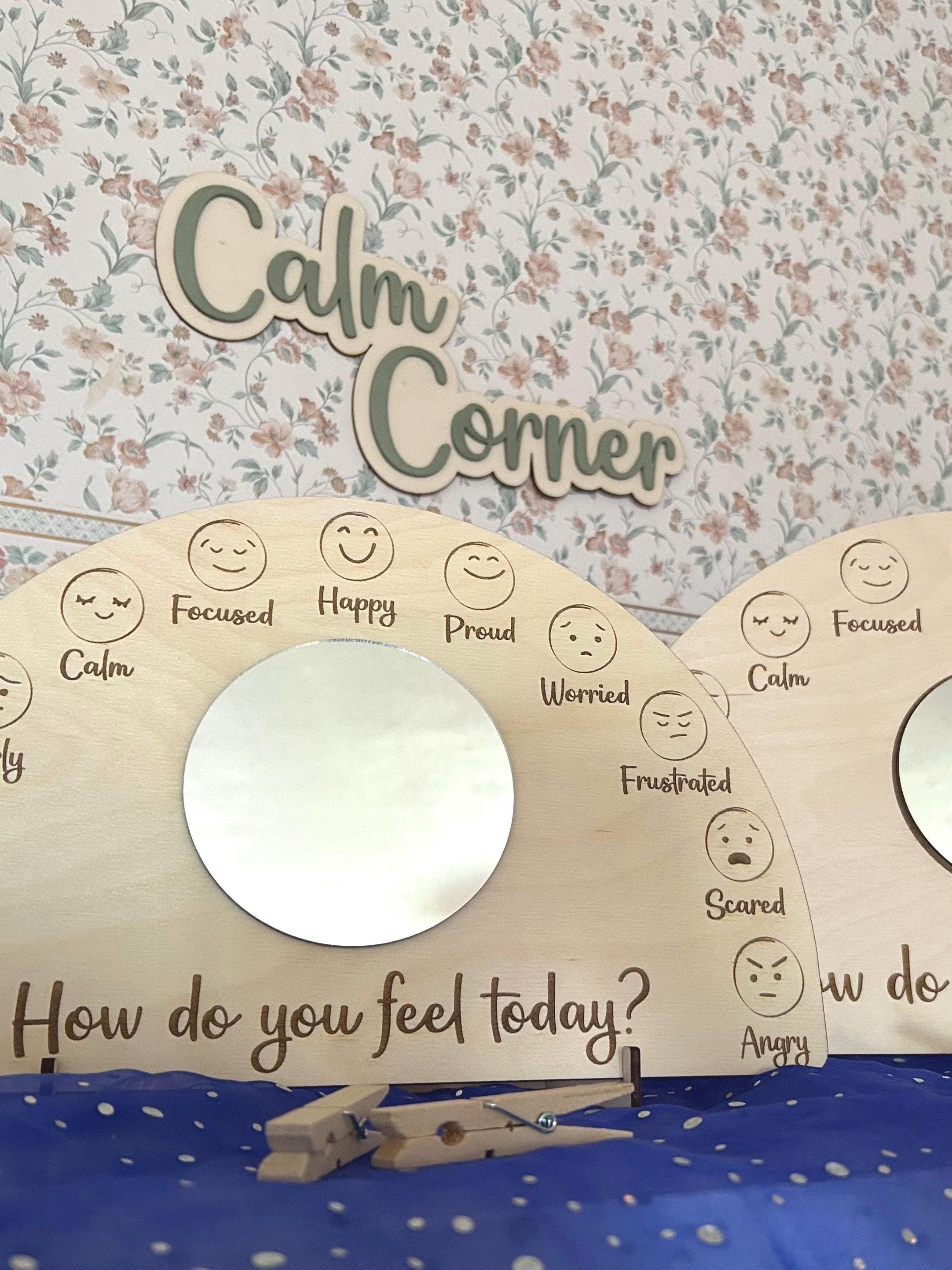 Emotional Check In Board with Mirror - Feelings Board - How Do You Feel Today?