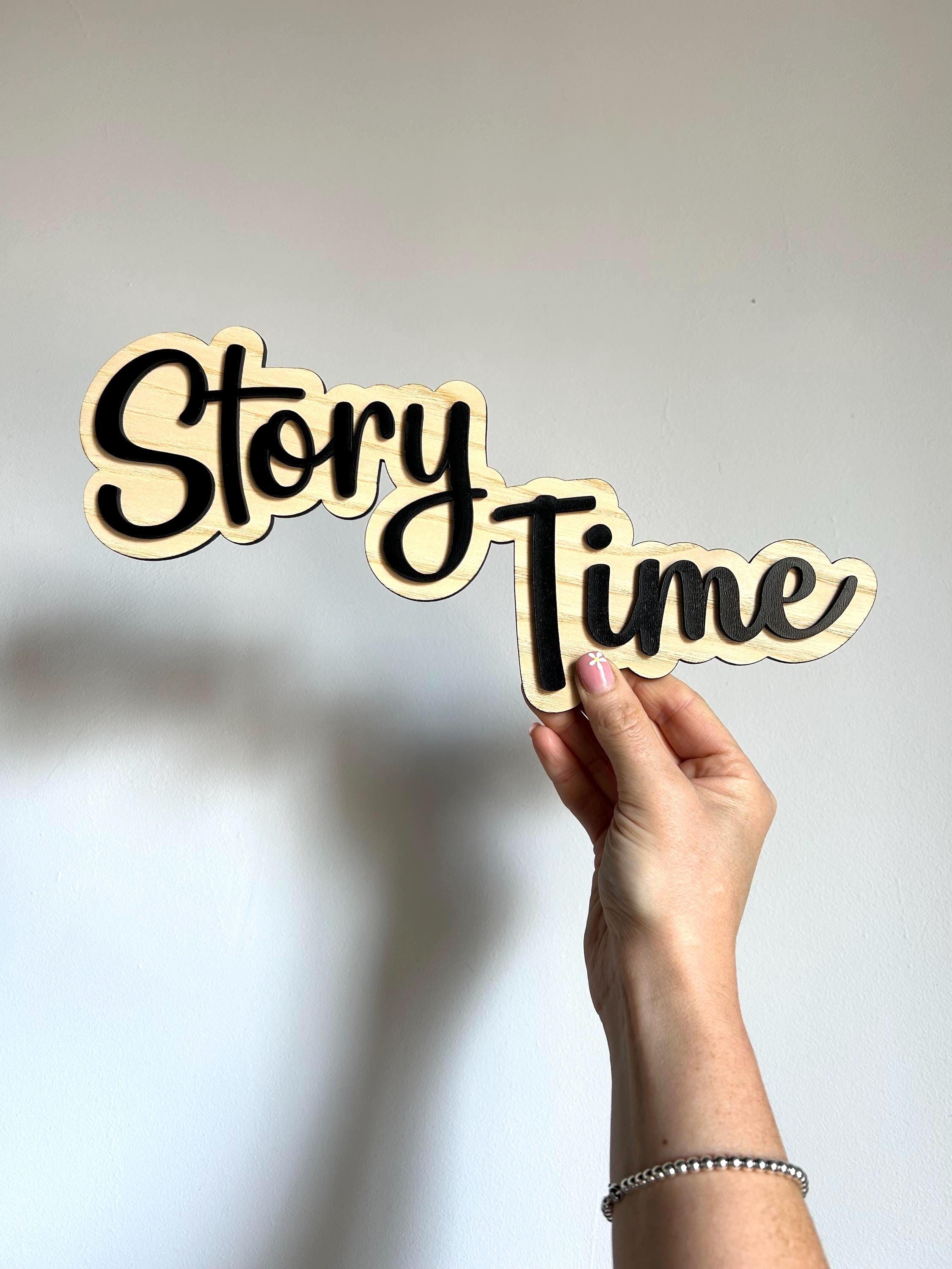 Story Time Sign - Wooden Sign for Bedroom, Nursery or School