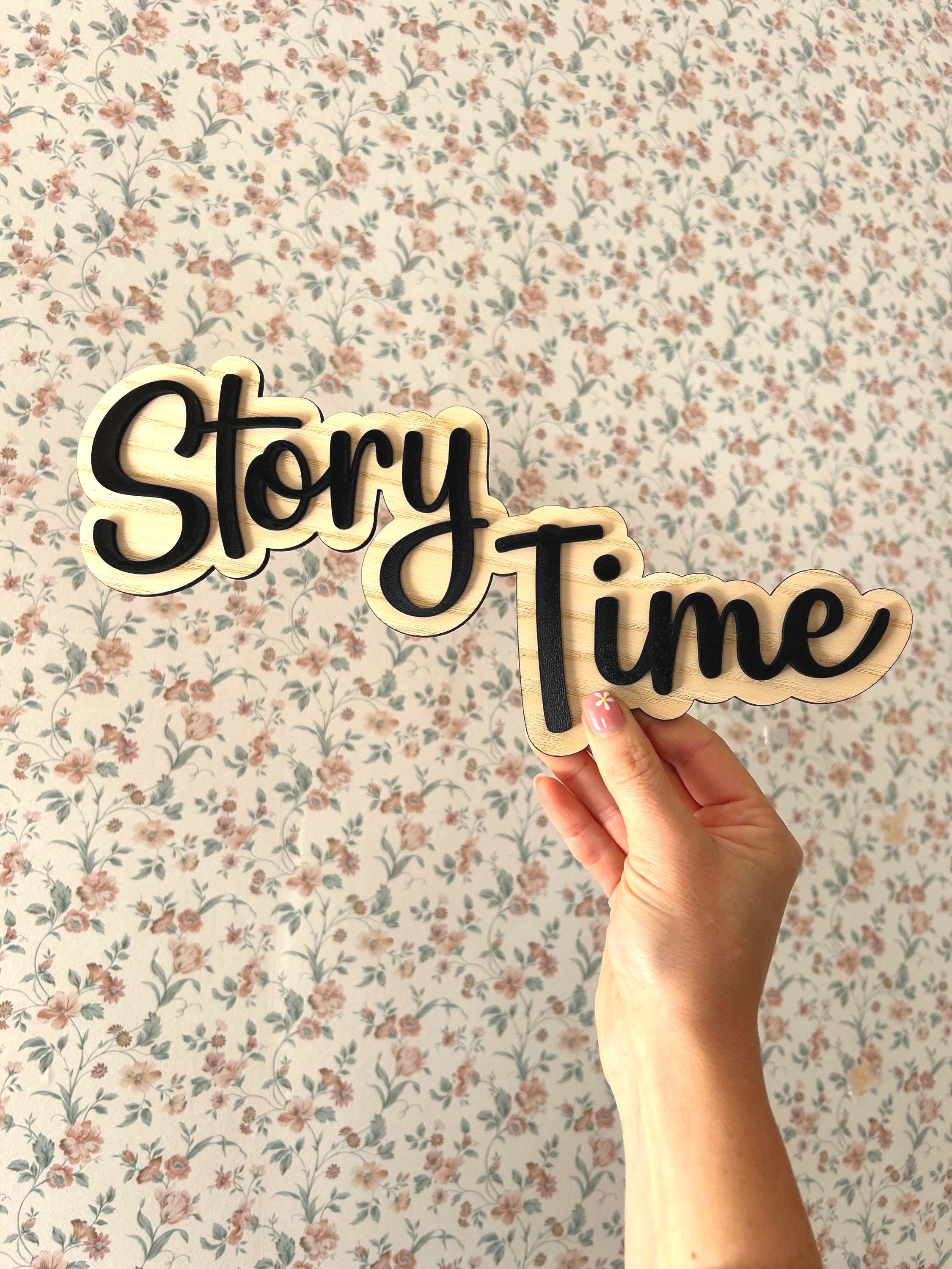 Story Time Sign - Wooden Sign for Bedroom, Nursery or School