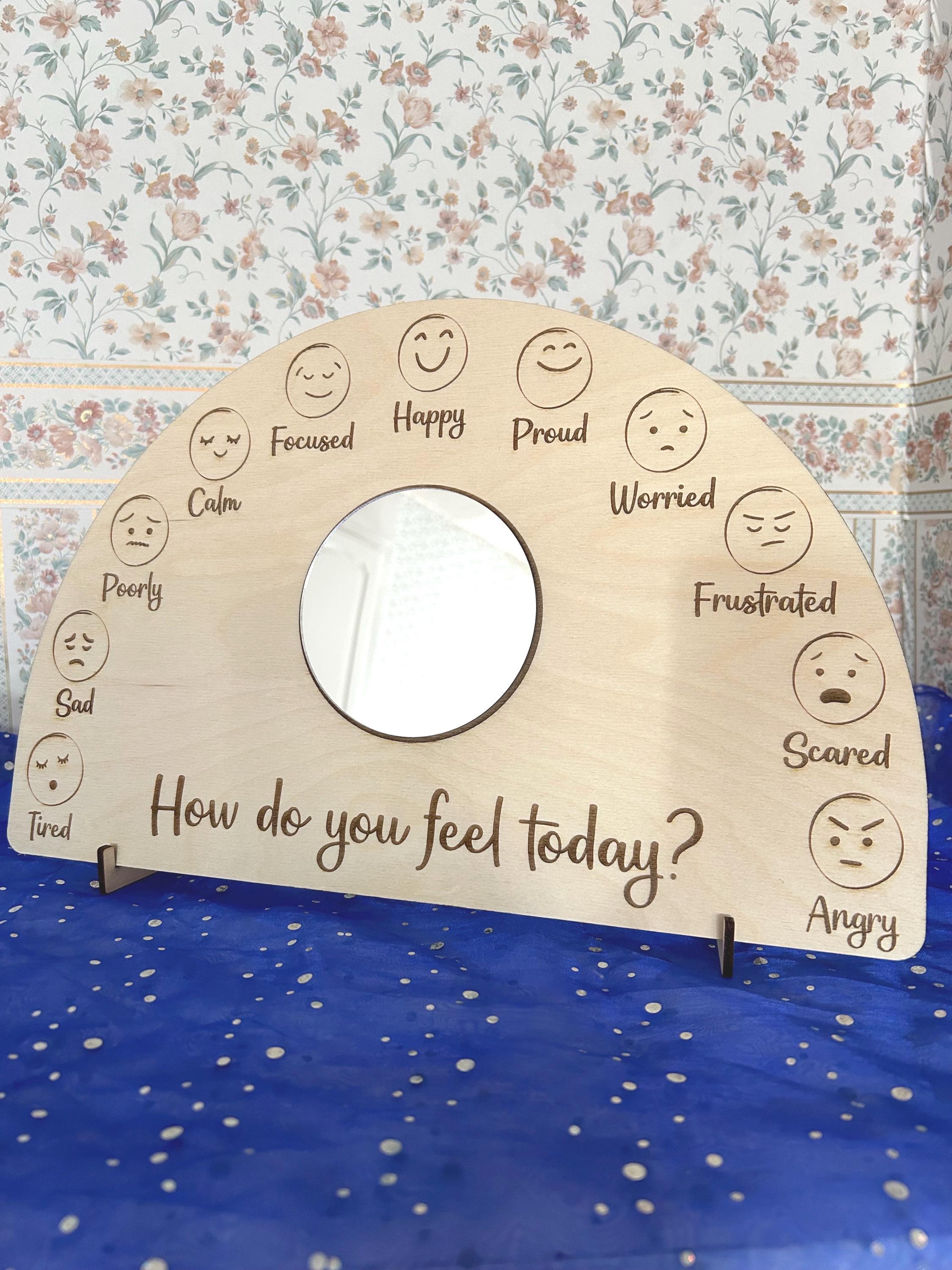Emotional Check In Board with Mirror - Feelings Board - How Do You Feel Today?