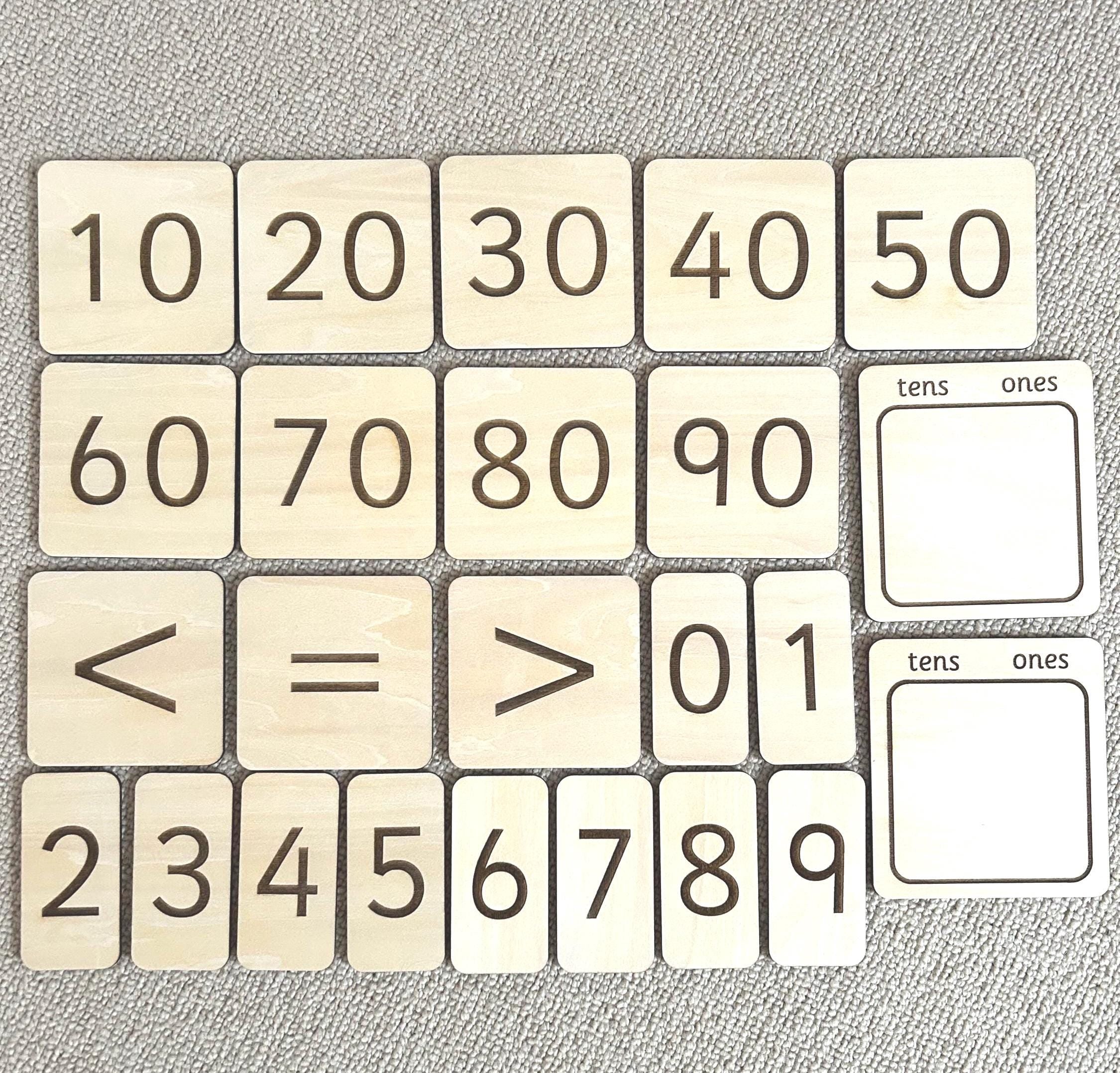 Wooden Place Value Set - Wooden Number Cards - Inequality Symbols
