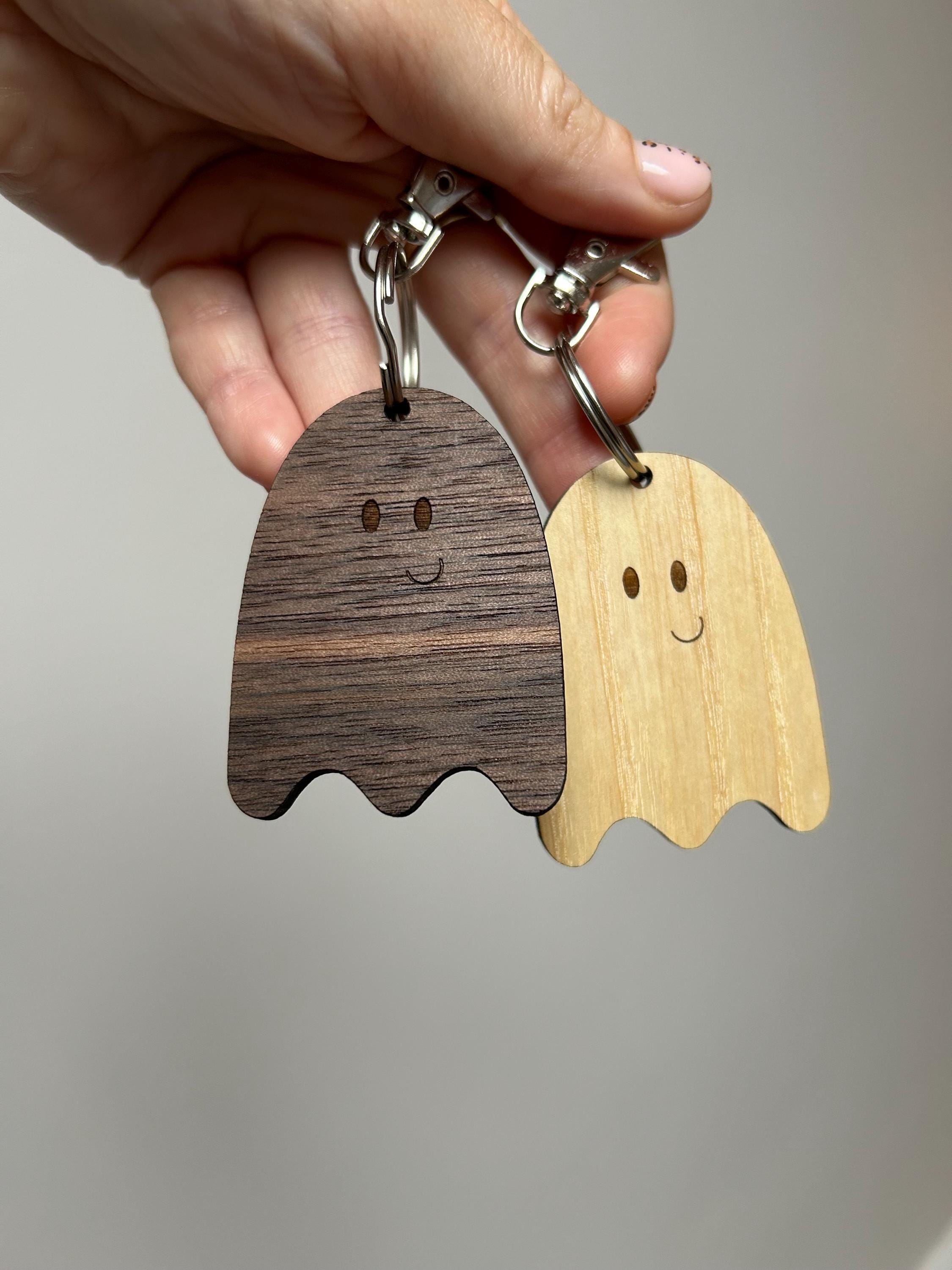 Halloween Wooden Ghost Keyring: Ash or Walnut