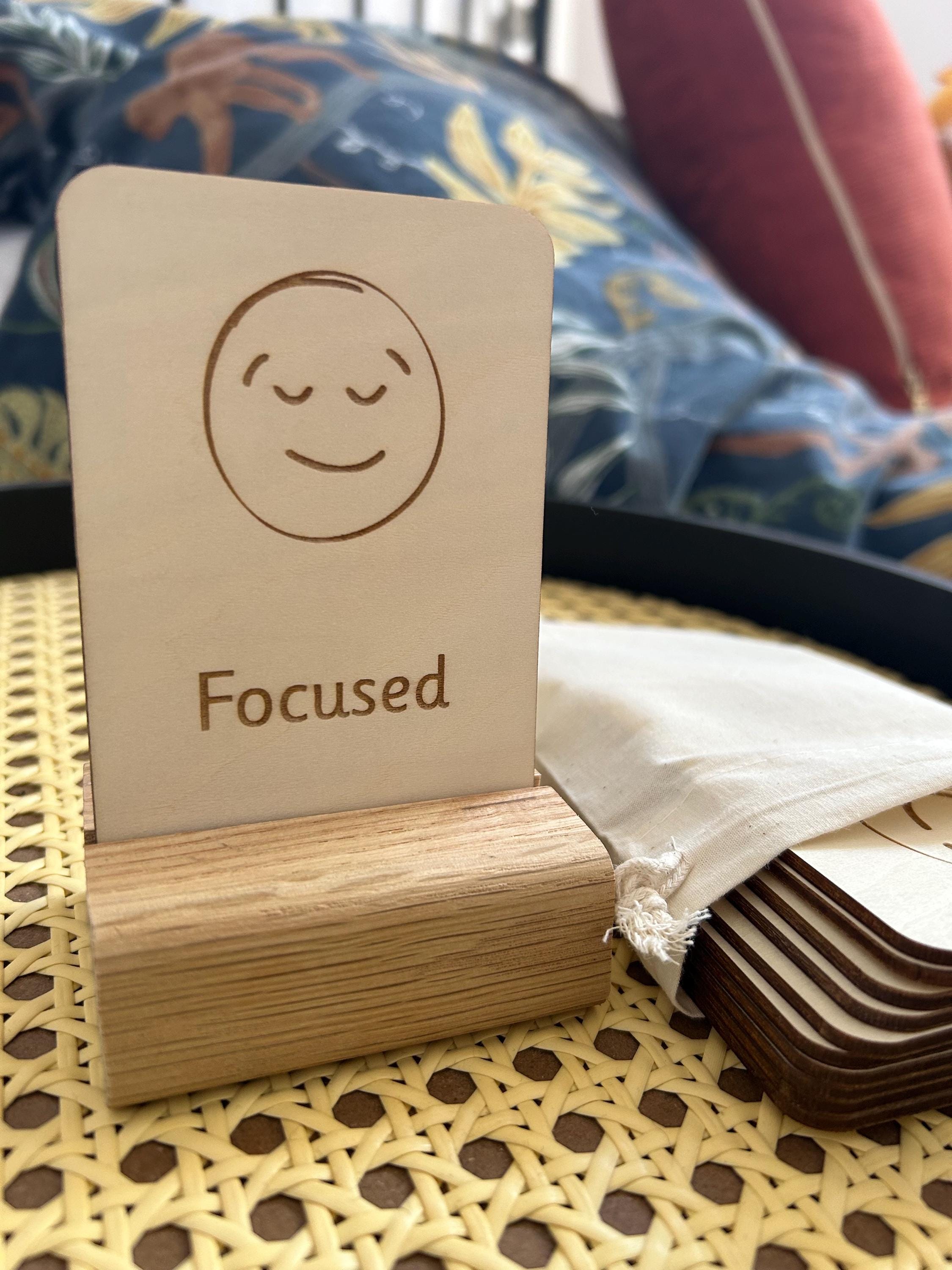 Set of 11 Wooden Feelings Flashcards - Emotion Flashcards