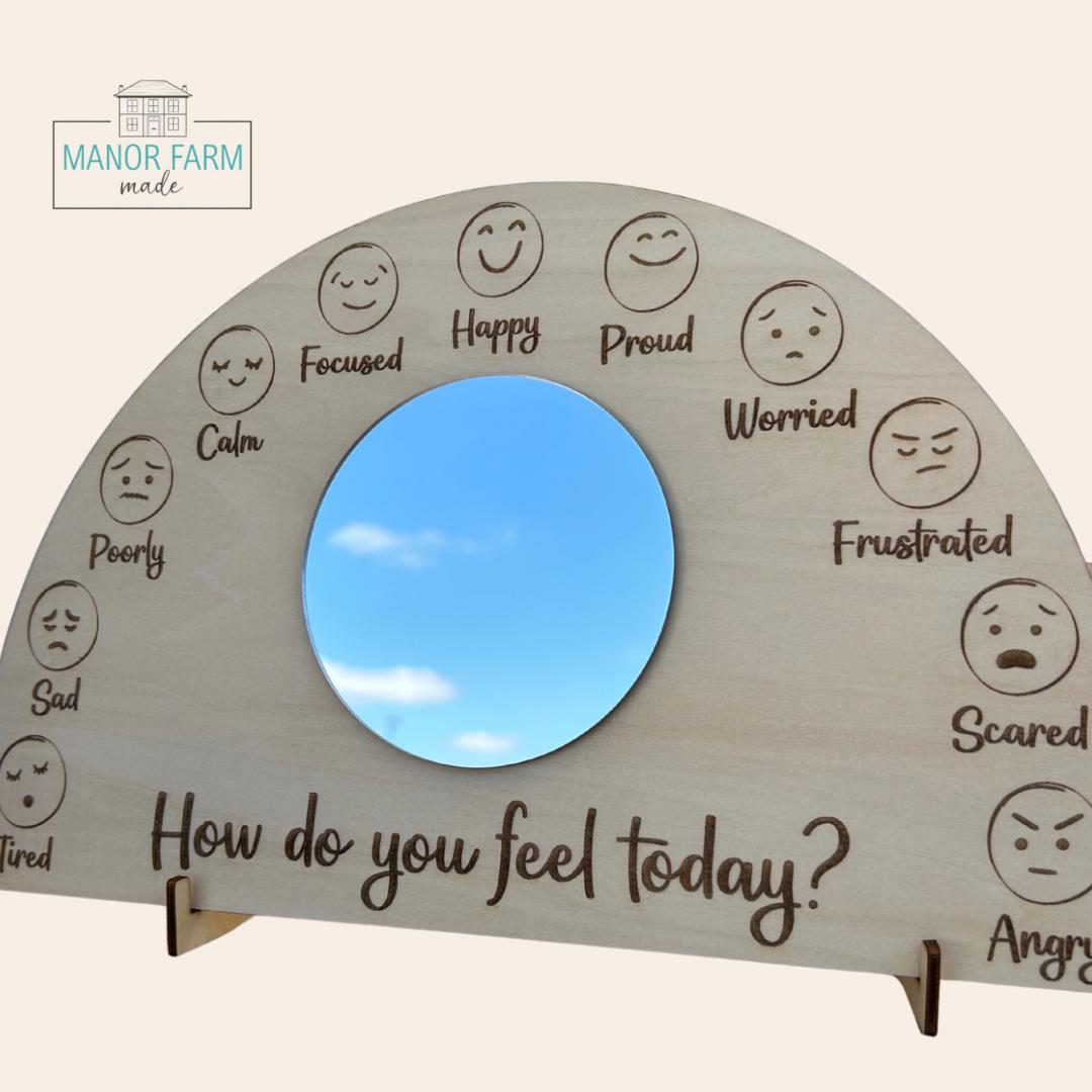 Emotional Check In Board with Mirror - Feelings Board - How Do You Feel Today?