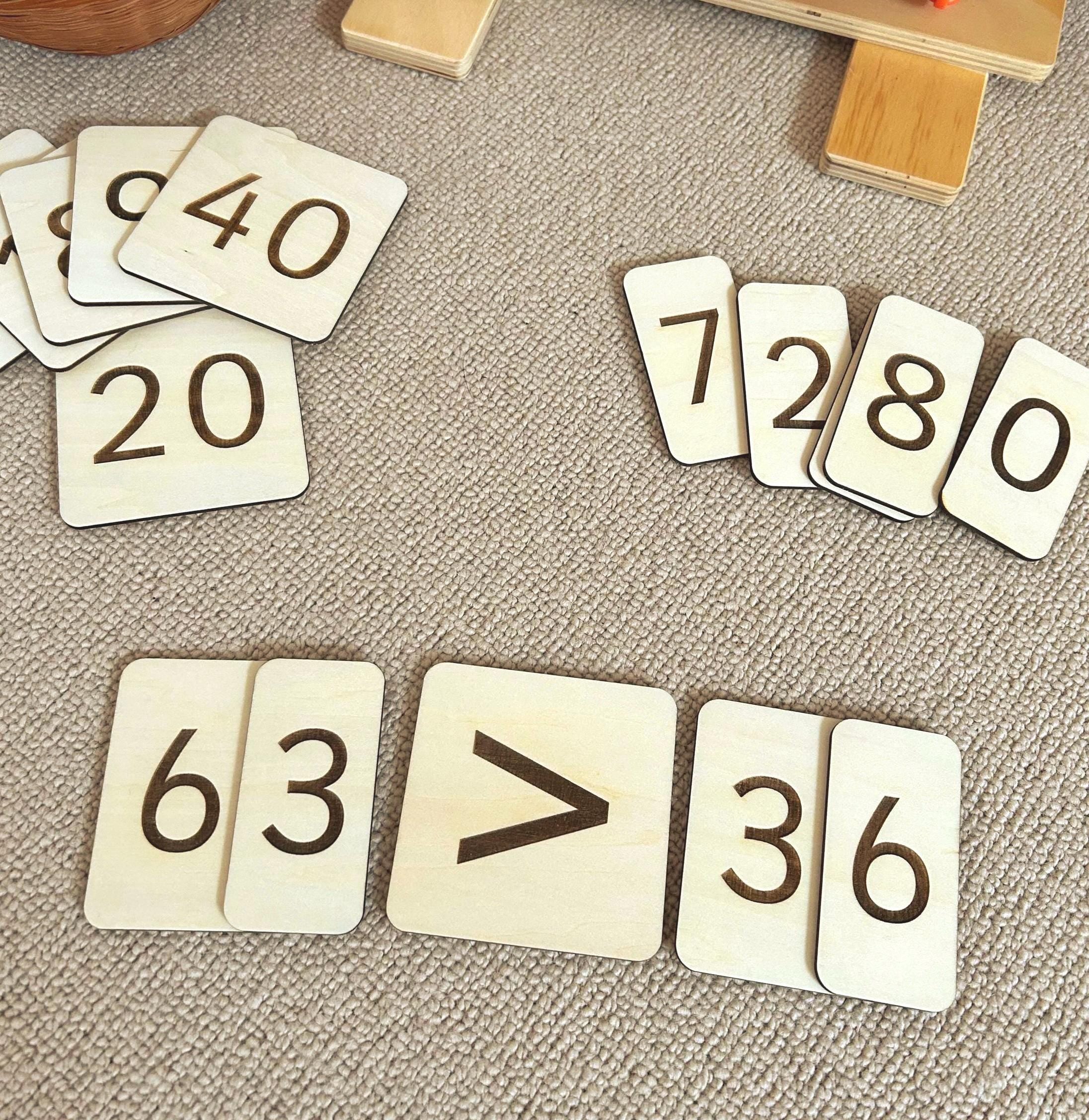 Wooden Place Value Set - Wooden Number Cards - Inequality Symbols