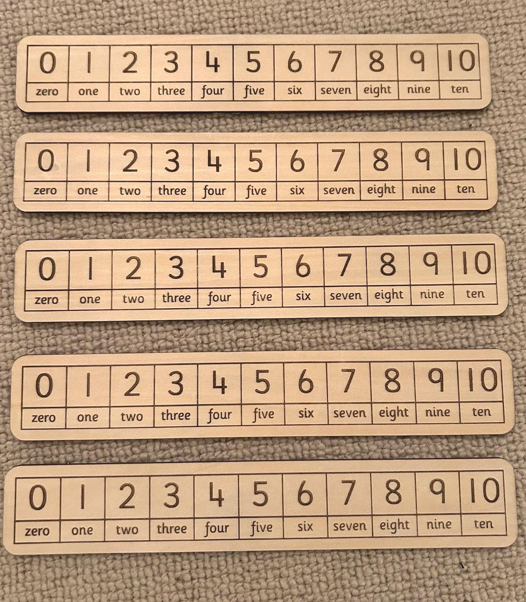 Wooden Number Tracks 0-10: Early Maths Learning, Set of 5