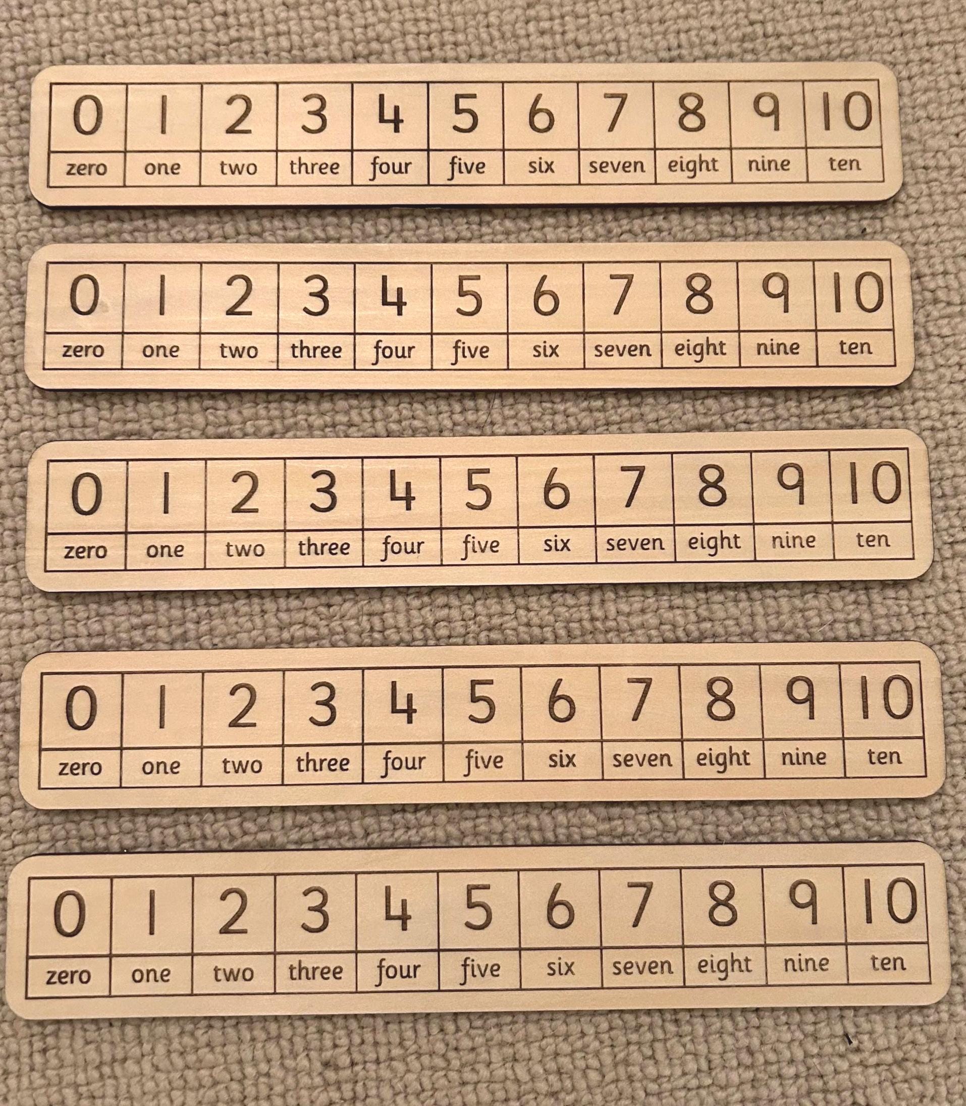 Wooden Number Tracks 0-10: Early Maths Learning, Set of 5